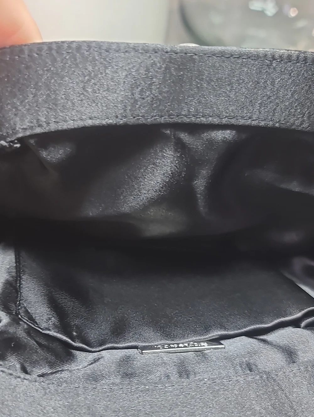 Style&Co Elegant Black Satin  Evening Clutch with Rhinestone Accent